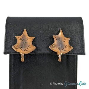 Vintage Stuart NYE Sterling and Copper Leaf Screw Back Earrings